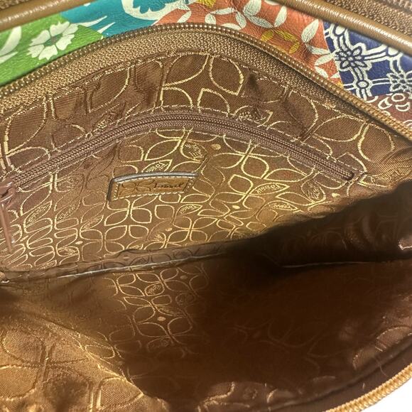 Vintage Fossil Patchwork Crossbody Bag Multicolor Leather Flap Front Boho Style - Picture 8 of 16